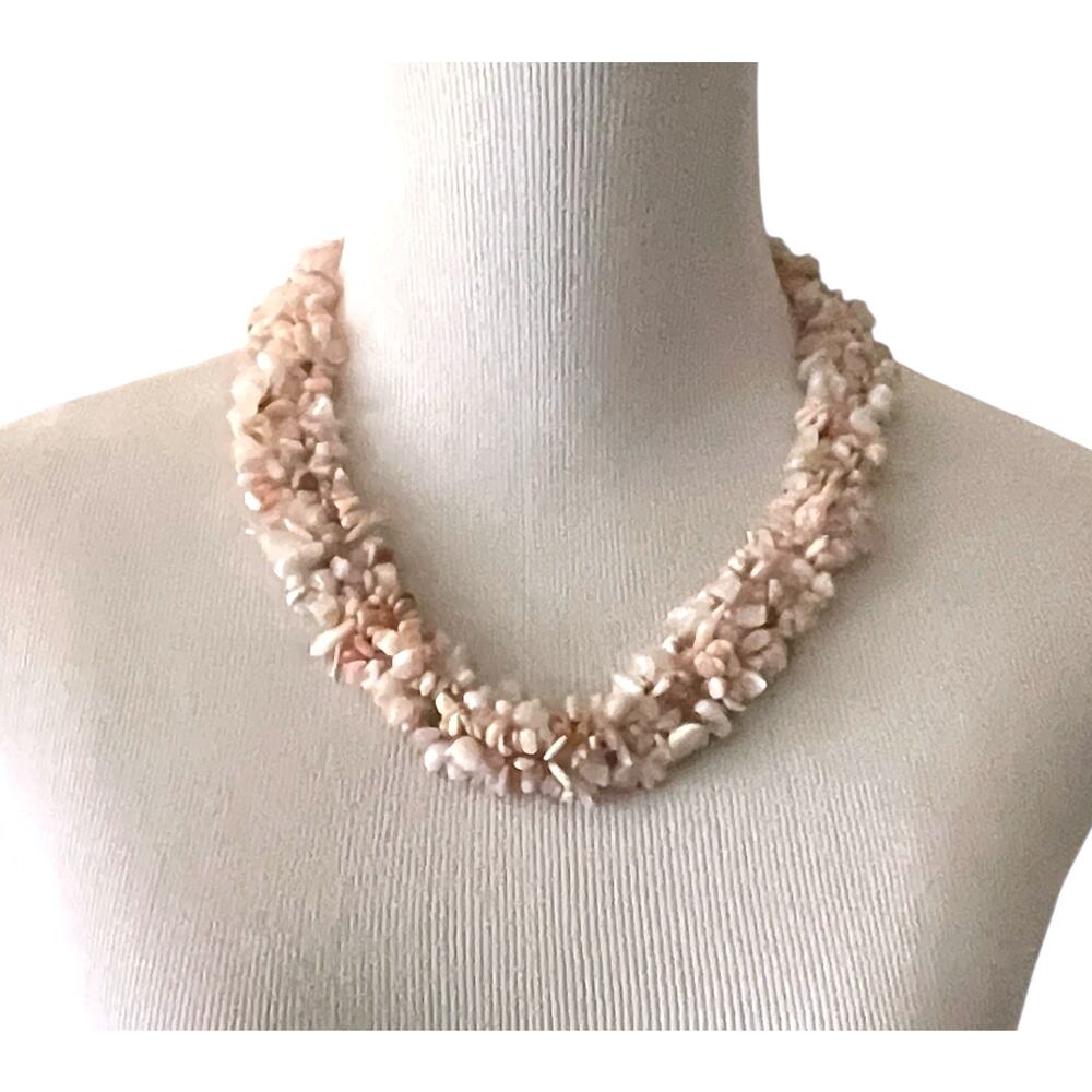JTV Rose Quartz Kunzite Pink Opal Chip Necklace NEW Chunky Statement NIB